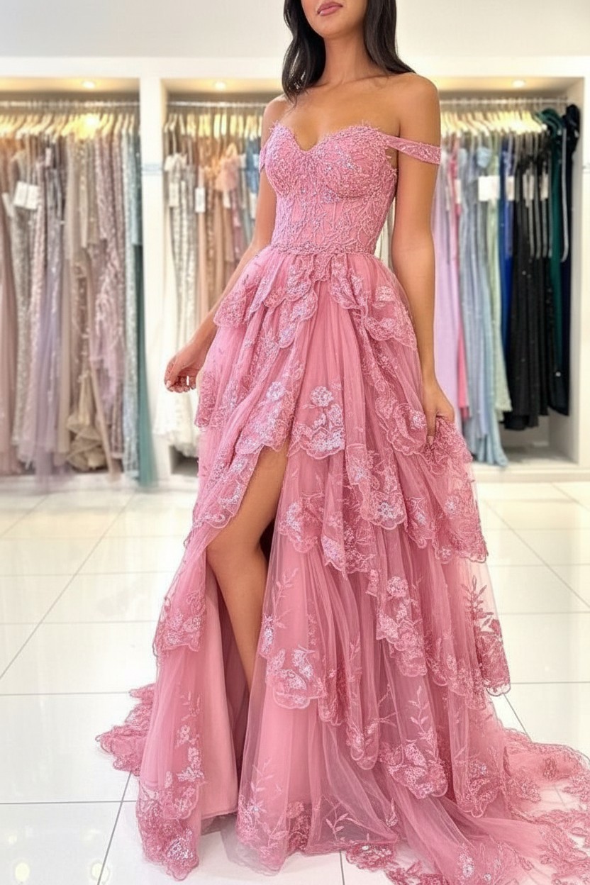 Design Abendkleider Lang Schwarz | Spitze Abiballkleider mit Glitzer