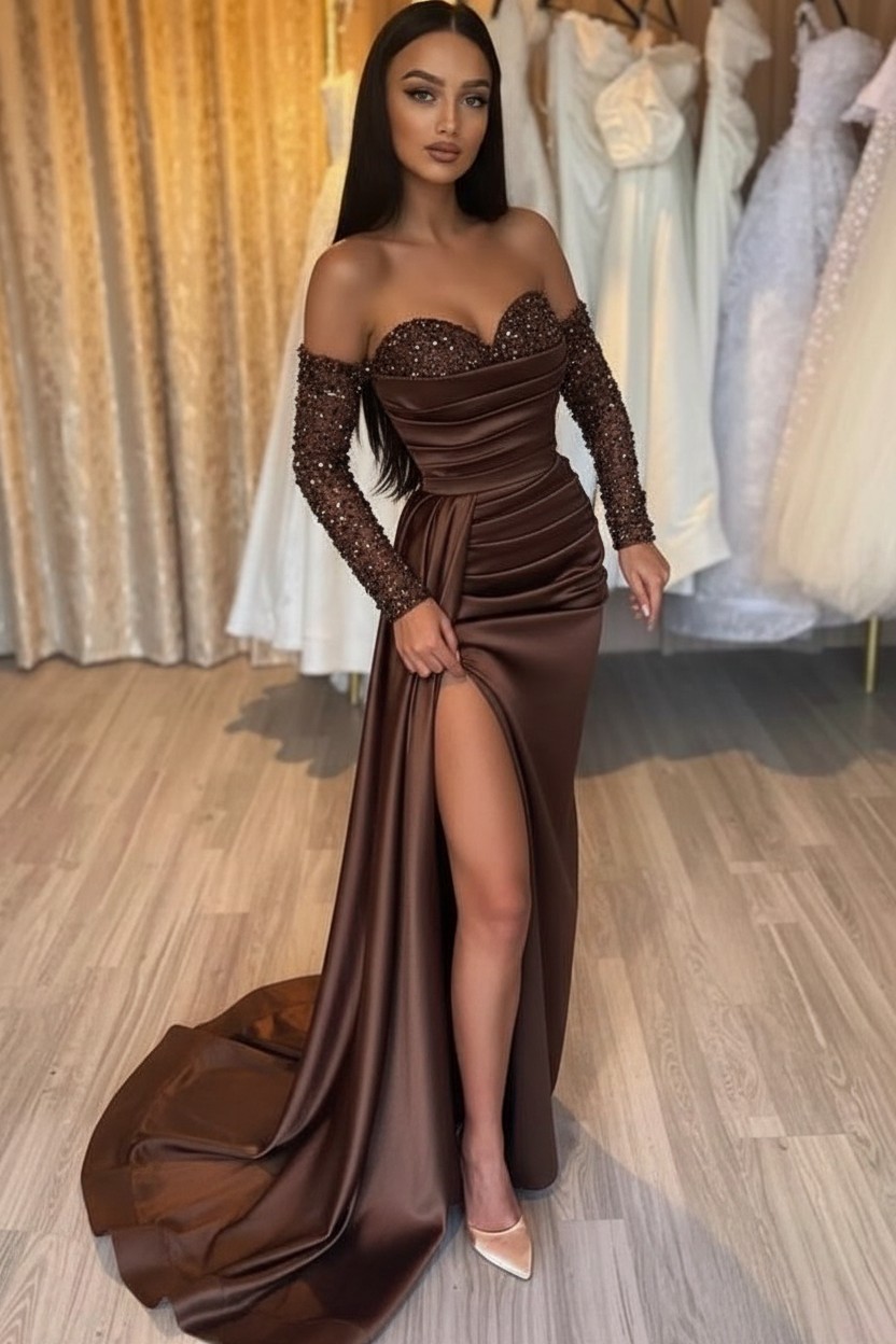 Schone Abendkleider Lang Schwarz | Abiballkleider mit armel | Babyonlinedress.de