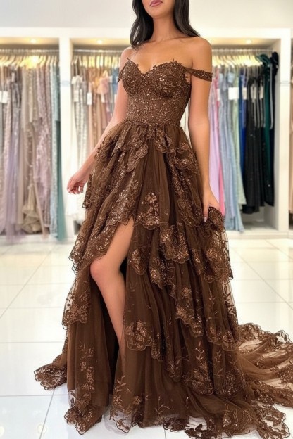 Design Abendkleider Lang Schwarz | Spitze Abiballkleider mit Glitzer