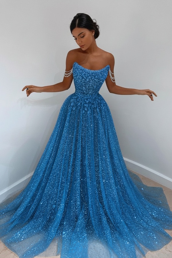 Elegantes Abendkleid Hellerblau | Abendkleider Lang Günstig