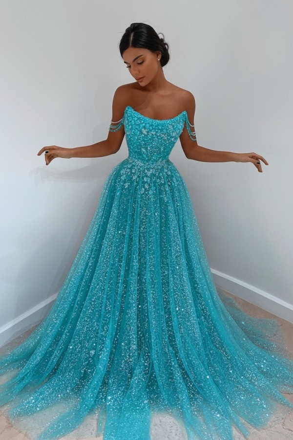 Elegantes Abendkleid Hellerblau | Abendkleider Lang Günstig
