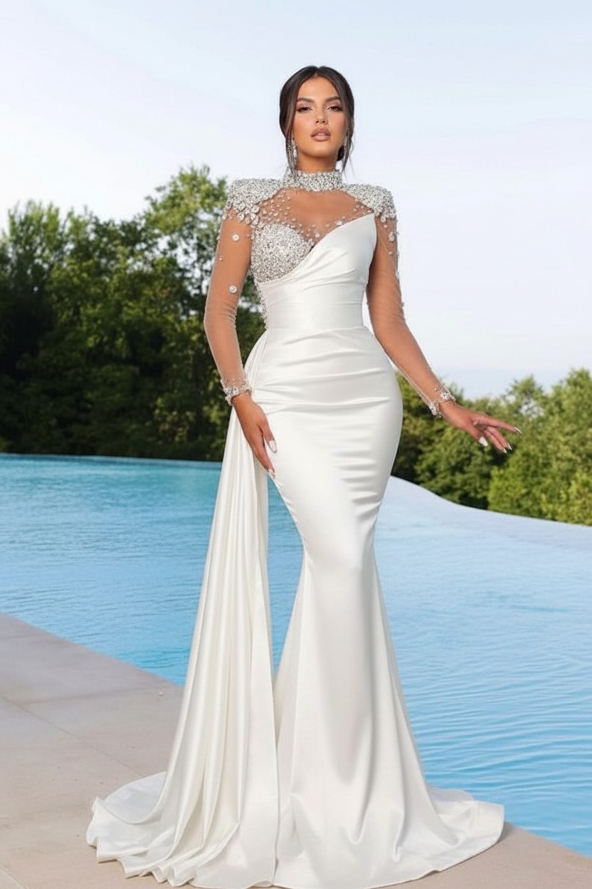 Designer Abendkleider Lang Grün | Abiballkleider mit Ärmel