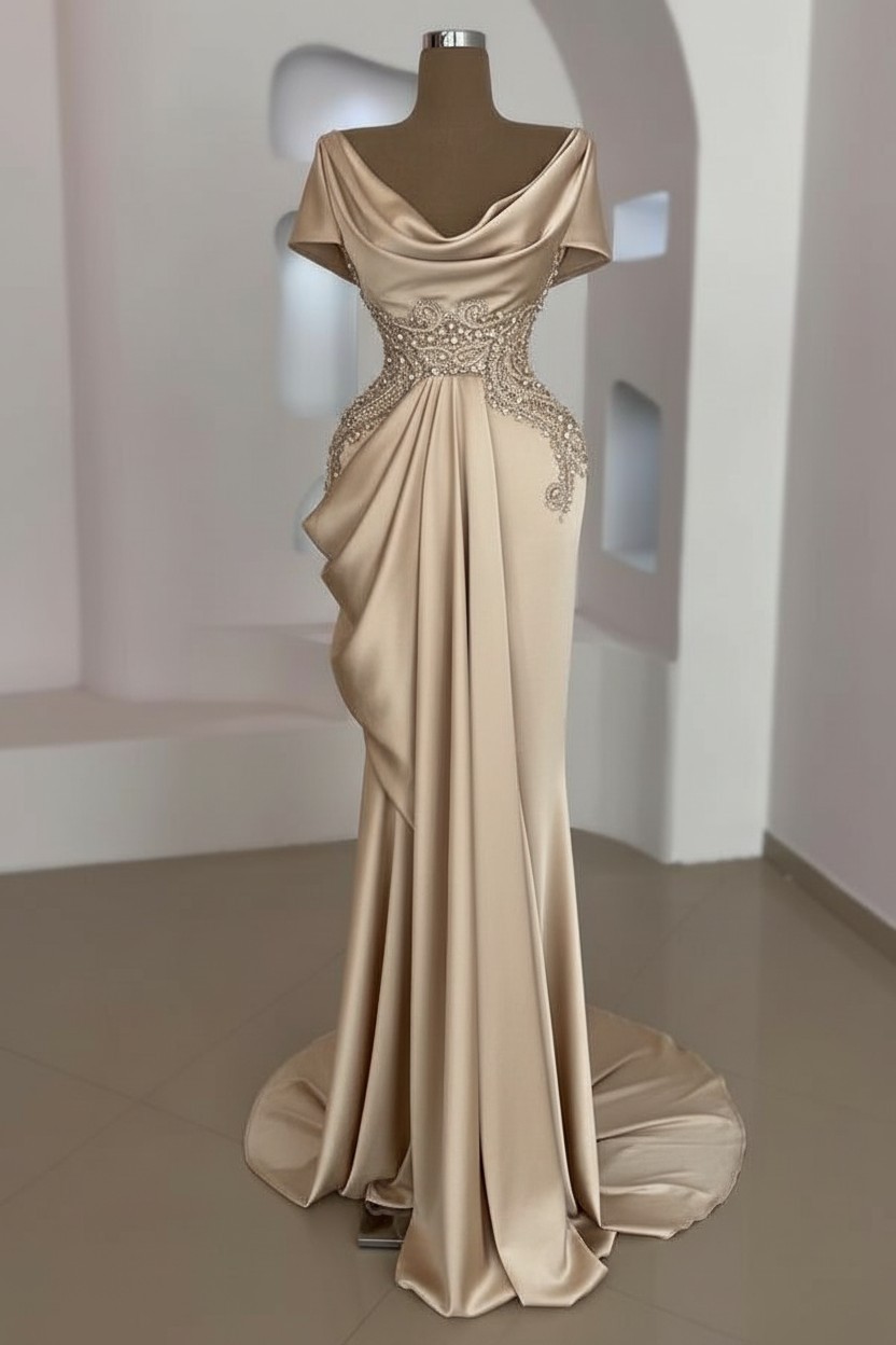 Schlichte Abendkleider Lang Silber | Günstige Abiballkleider Mit Glitzer