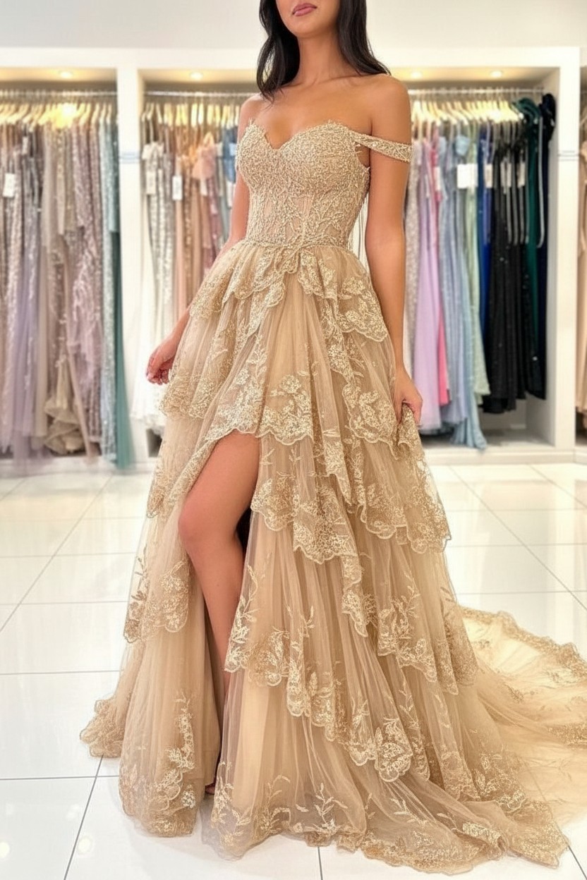 Design Abendkleider Lang Schwarz | Spitze Abiballkleider mit Glitzer