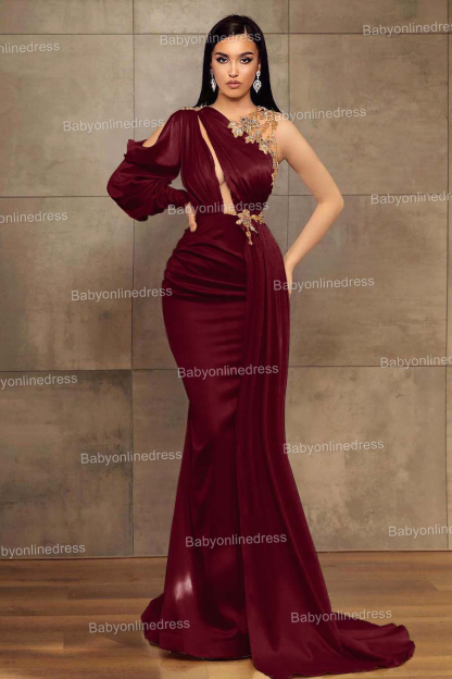 Schlichtes Abendkleid | Abiballkleider Lang mit Ärmel