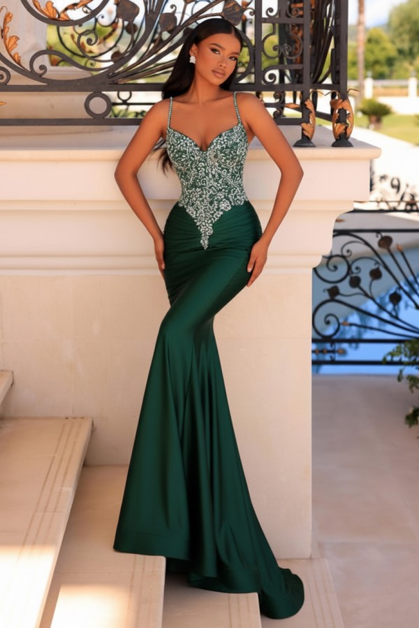 Wunderschöne Abendkleider Grün | Abiballkleider Lang mit Glitzer