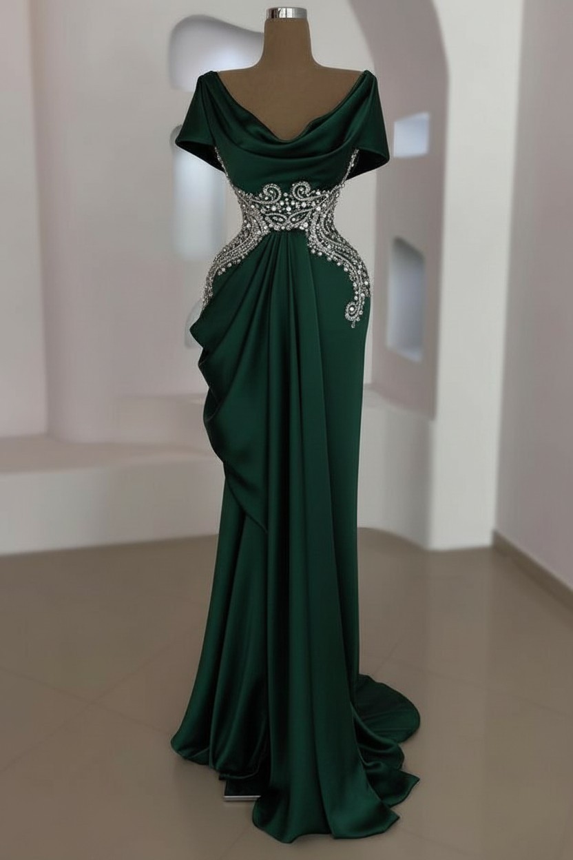 Schlichte Abendkleider Lang Silber | Günstige Abiballkleider Mit Glitzer