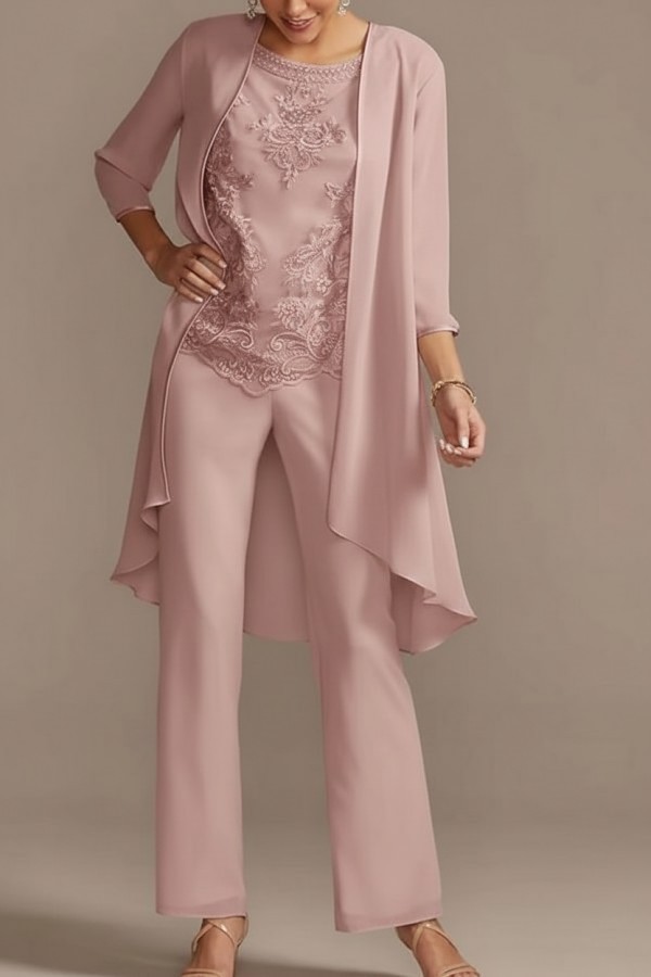 Designer Brautmutter Hoesenanzug | Brautmutterkleider Chiffon 3 Teilig
