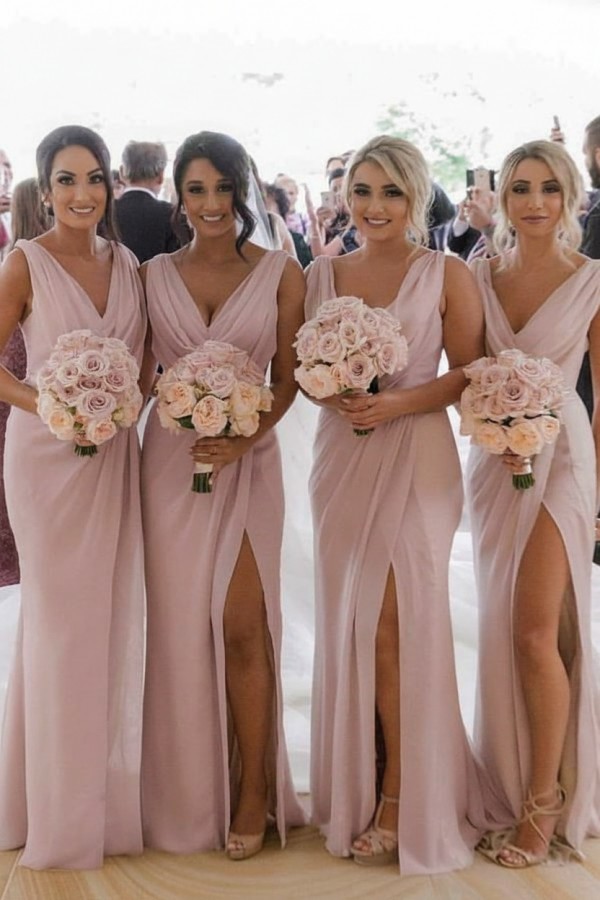 Elegante Brautjungfernkleider Lang Chiffon | Kleider für Brautjungfern