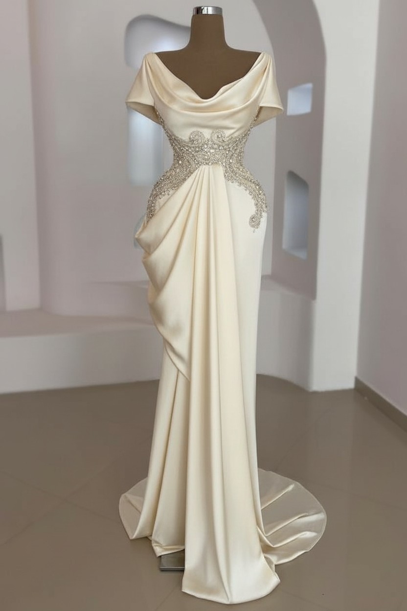 Schlichte Abendkleider Lang Silber | Günstige Abiballkleider Mit Glitzer