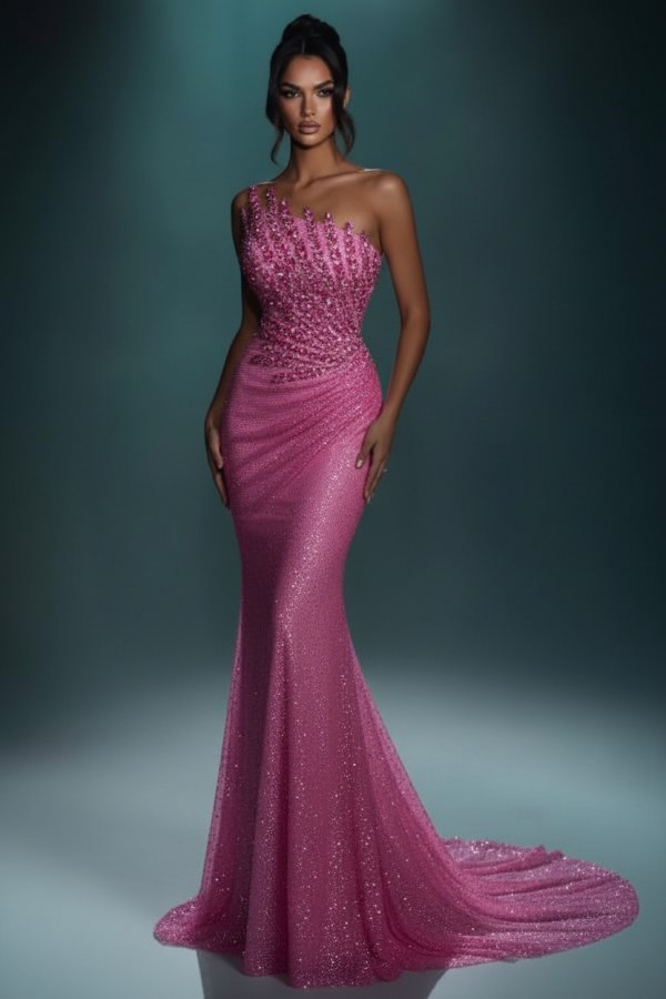 Festliche Abendkleider Lang Brau Abiballkleider Ballkleider Glitzer