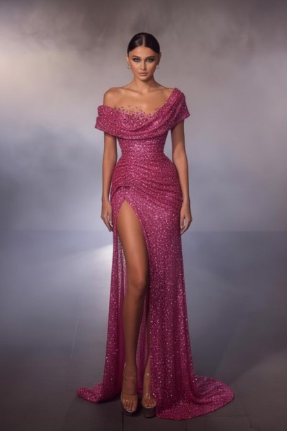 Elegante Abendkleider Lang Glitzer | Luxus Abiballkleider Online