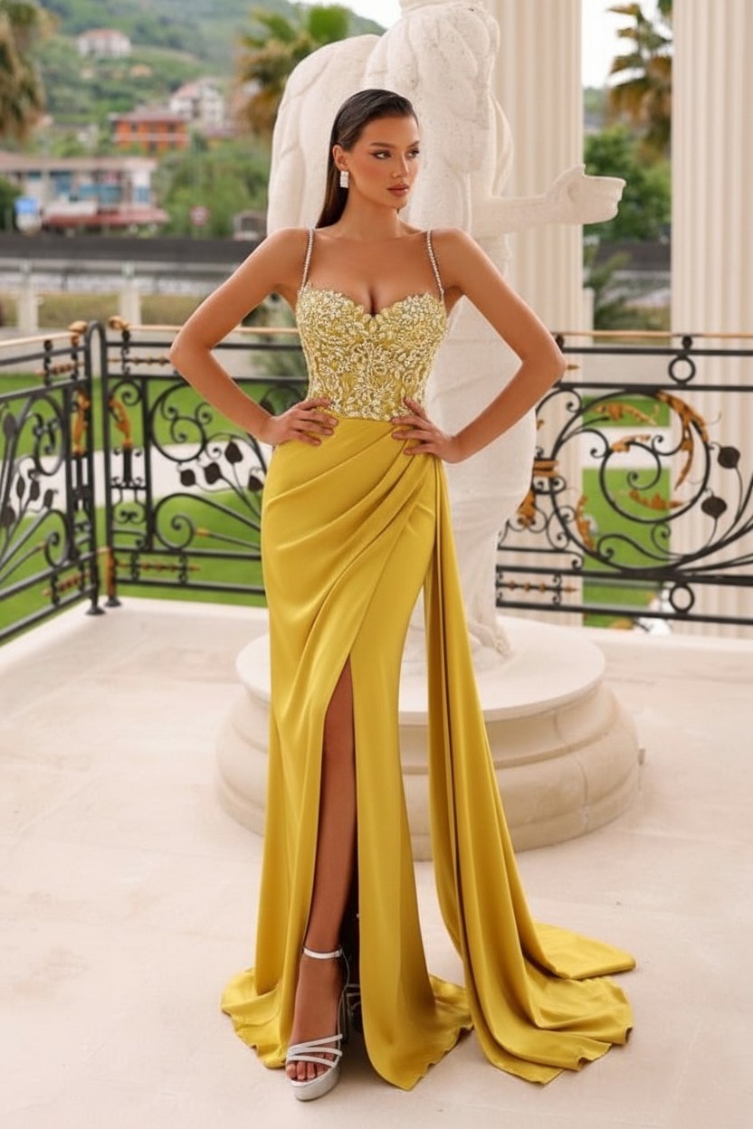 Dunsty Grün Abendkleider Lang Glitzer | Abiballkleider Günstig