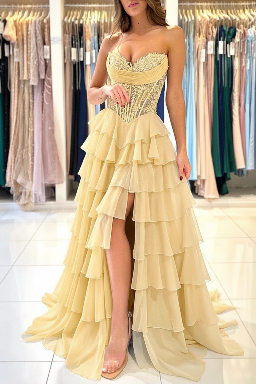 Elegante Abendkleider Lang Blau Ballkleider Mit Spitze