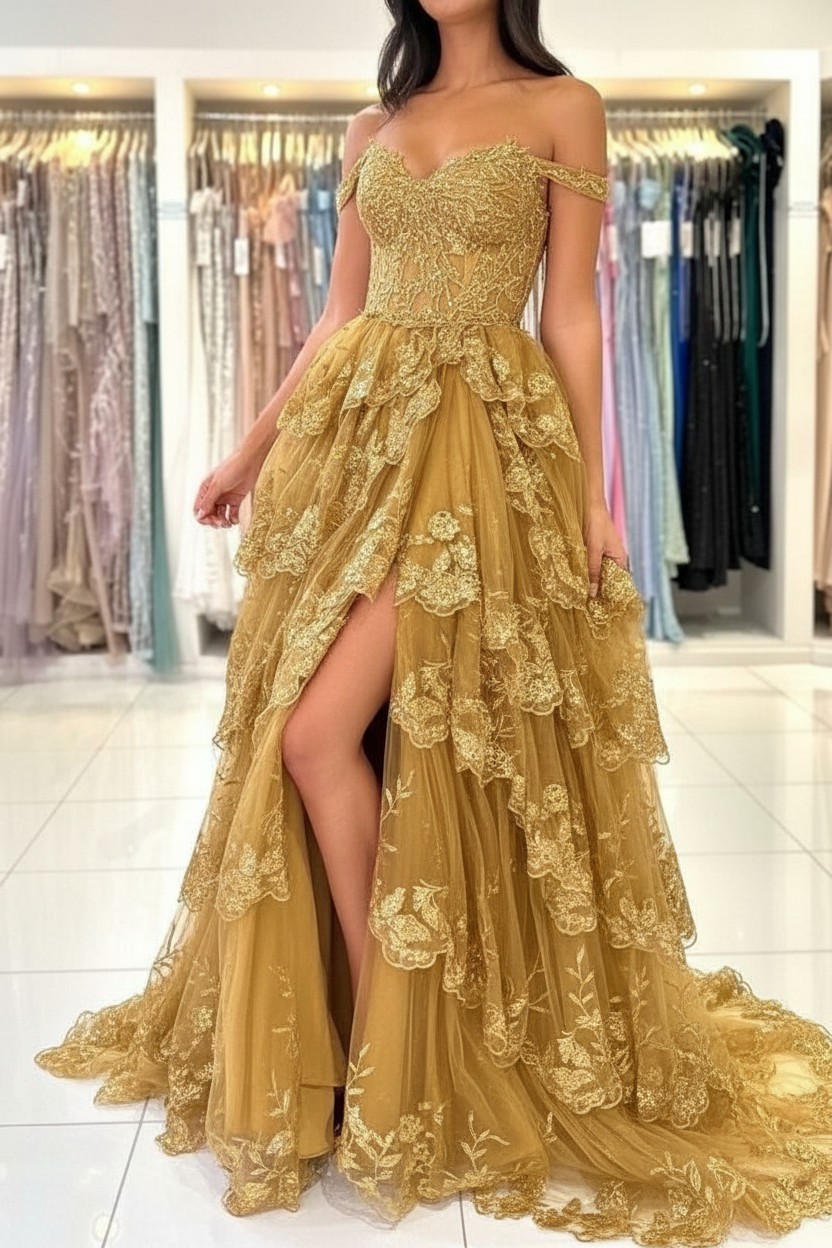 Design Abendkleider Lang Schwarz | Spitze Abiballkleider mit Glitzer