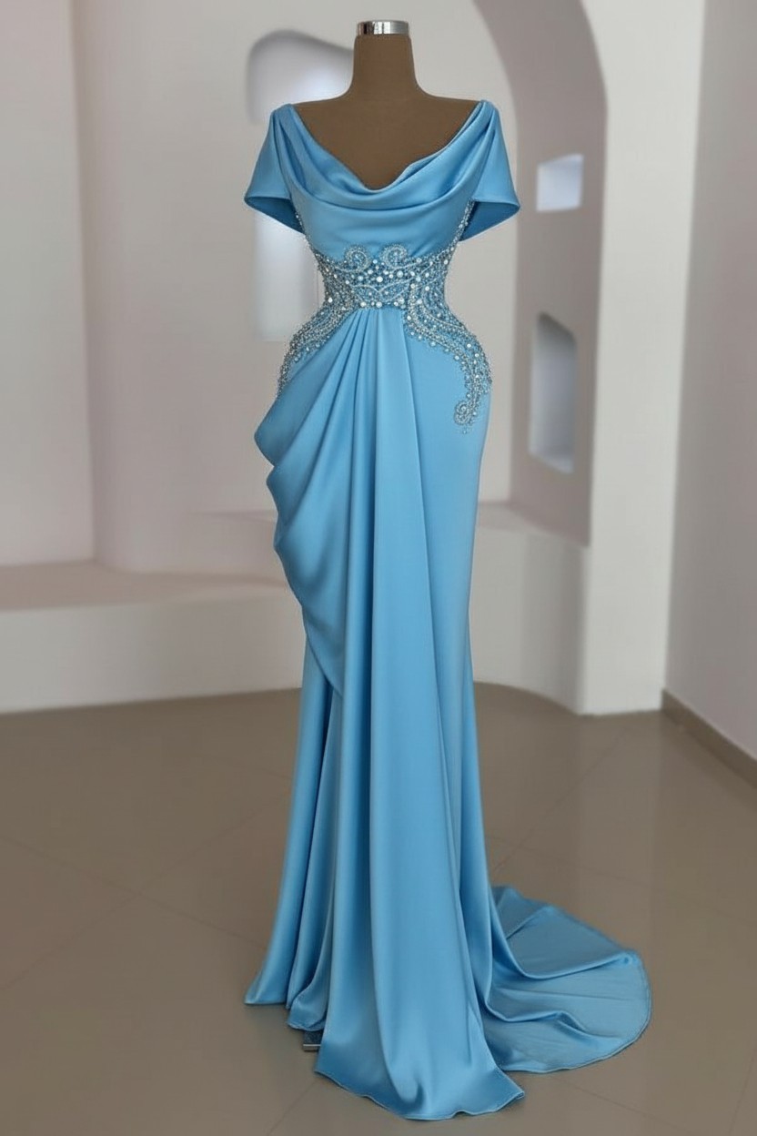 Schlichte Abendkleider Lang Silber | Gunstige Abiballkleider Mit Glitzer | Babyonlinedress.de