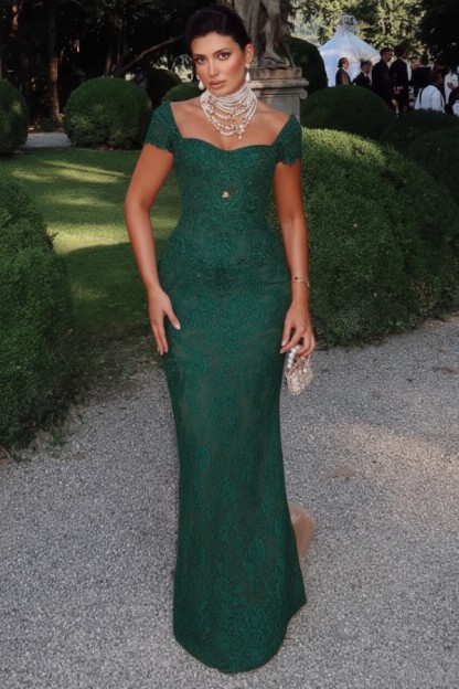 Designer Abendkleider Lang Spitze Ballkleider mit Glitzer