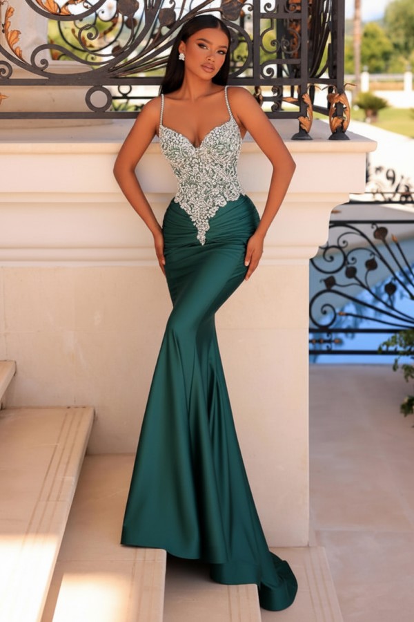 Wunderschöne Abendkleider Grün | Abiballkleider Lang mit Glitzer