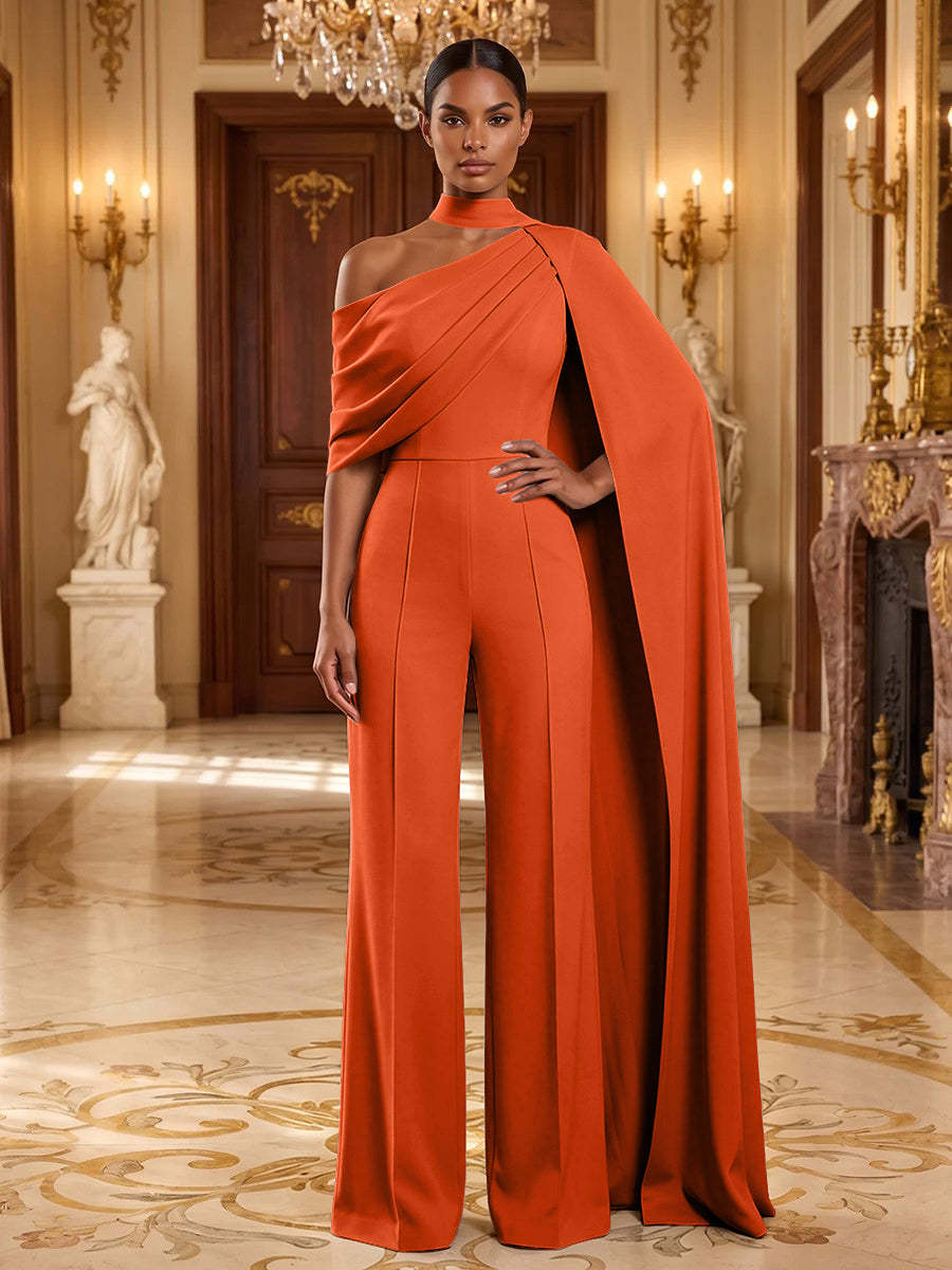 Langer Abendjumpsuit in Kee1160094 Orange, Vorderansicht mit Schärpe