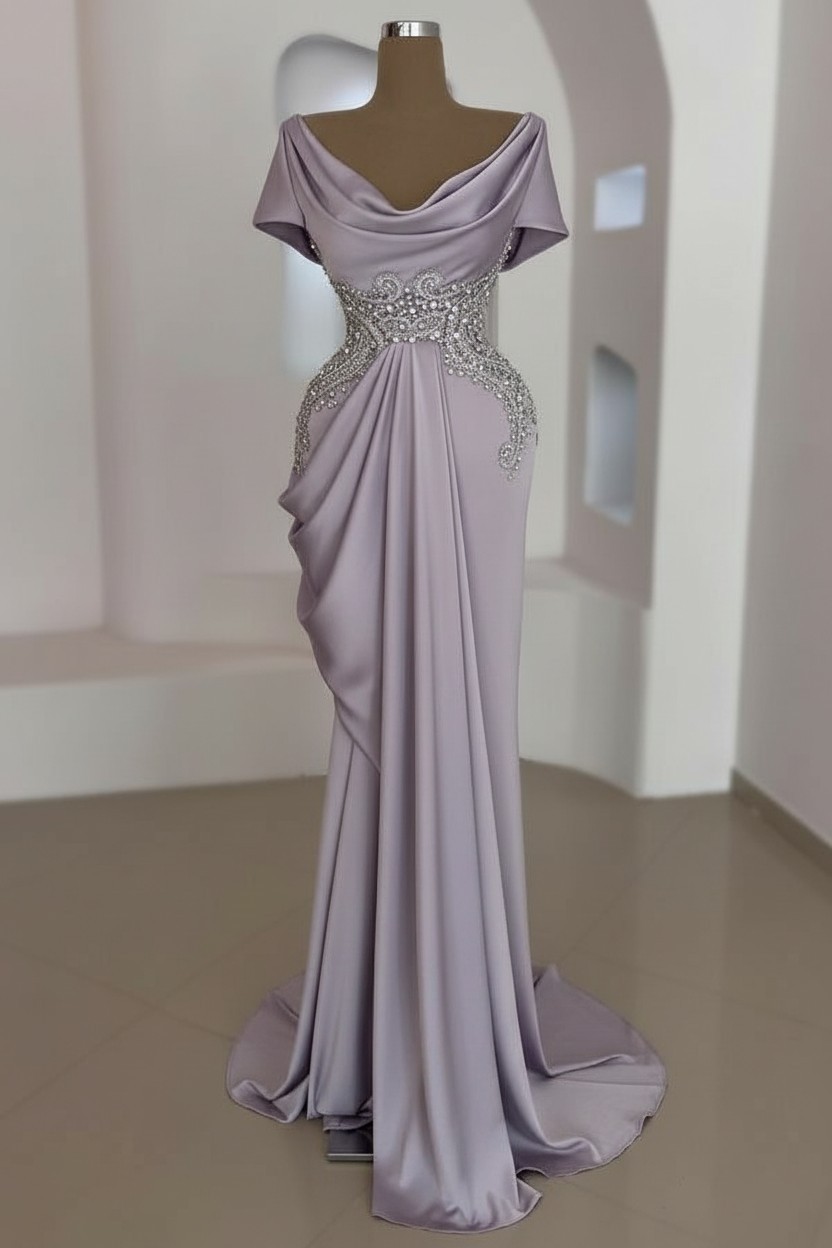 Schlichte Abendkleider Lang Silber | Günstige Abiballkleider Mit Glitzer