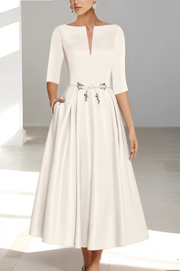 Schlichte Brautmutterkleider Kurz Weiß Kleider für Hochzeitsparty