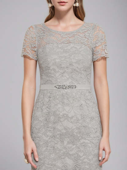 Tea-Length Mother of the Bride Sheath/Column Dress with Jacket & Crystals