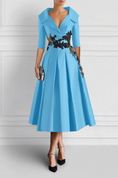 Vintage Brautmutterkleider Schwarz Mit Ärmel Festliche Kleider Kurz