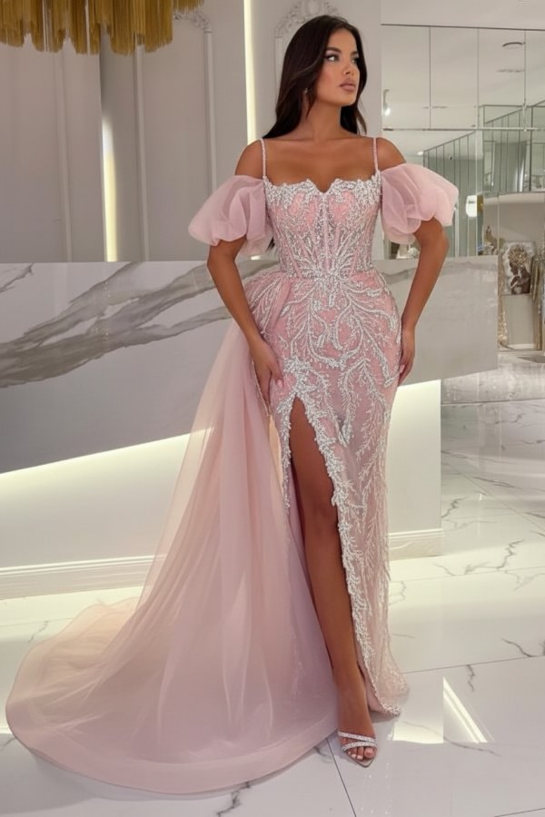 Himmel Blaue Abendkleider Lang Glitzer | Abiballkleider mit Spitze