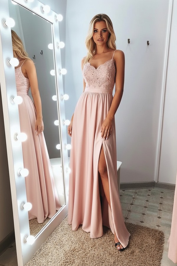 Schlichtes Abendkleid Lang | Abiballkleider Mit Spitze