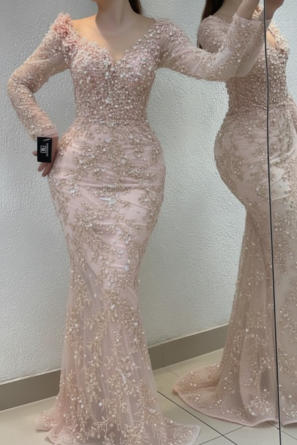 Schöne Abendkleider Lang Gold | Spitze Abiballkleider mit Glitzer