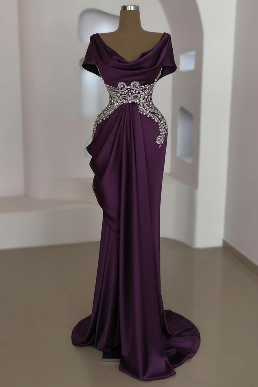 Schlichte Abendkleider Lang Silber | Günstige Abiballkleider Mit Glitzer