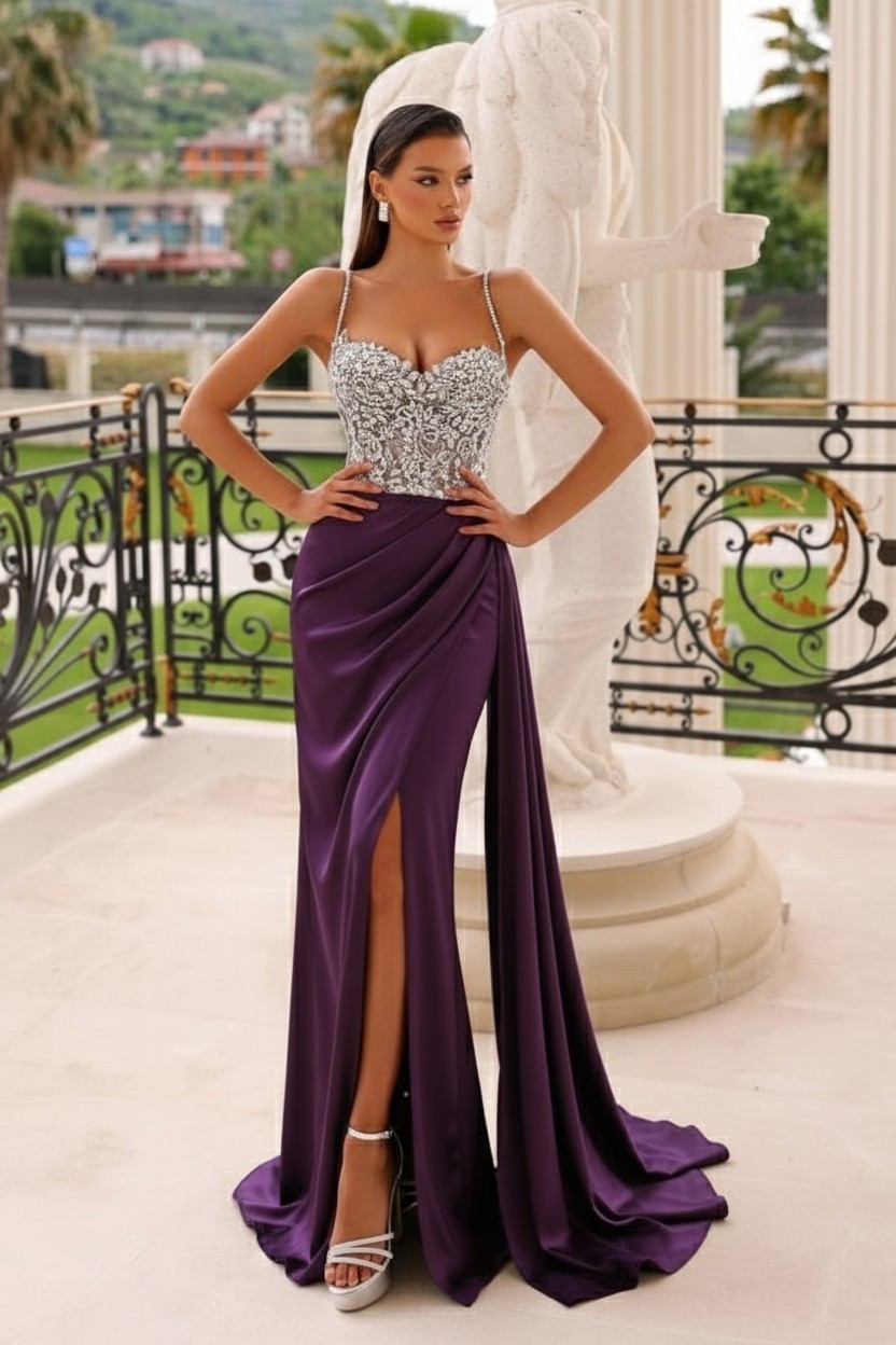 Dunsty Grün Abendkleider Lang Glitzer | Abiballkleider Günstig