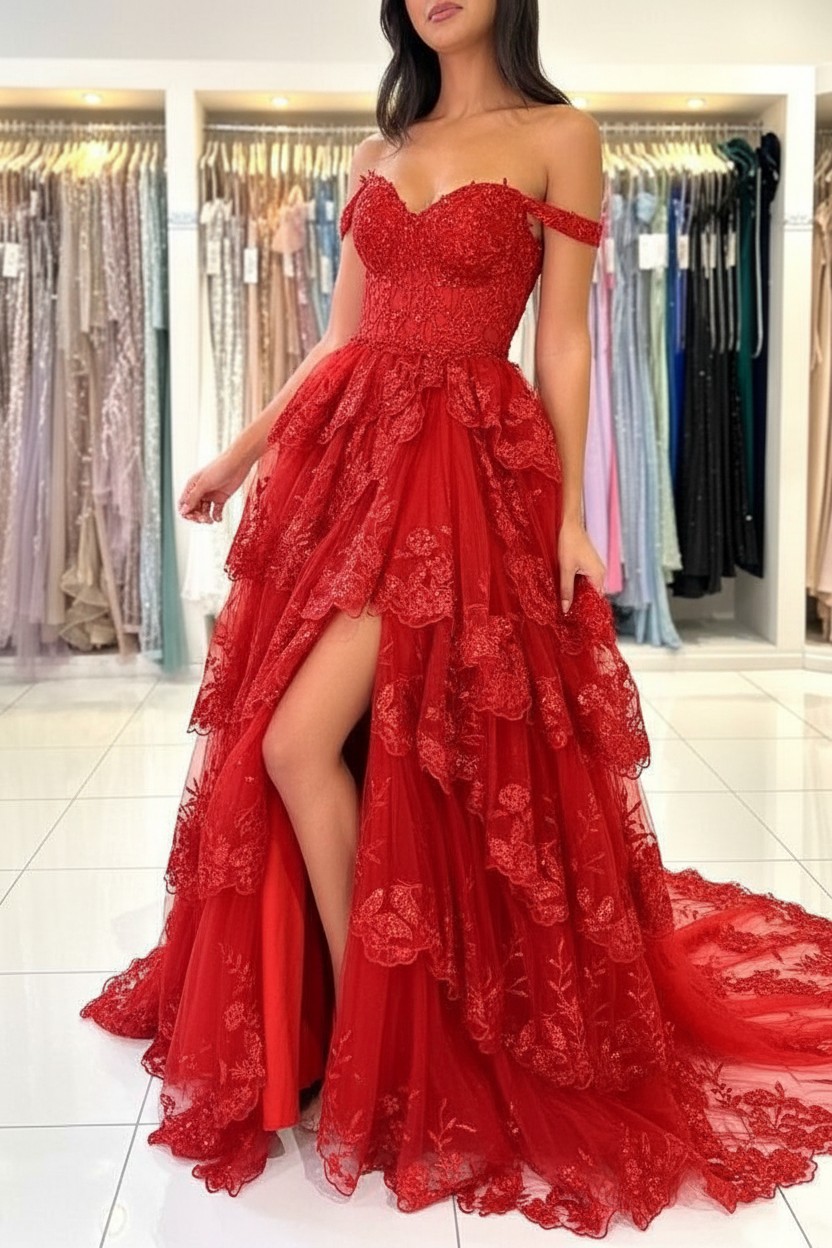 Design Abendkleider Lang Schwarz | Spitze Abiballkleider mit Glitzer