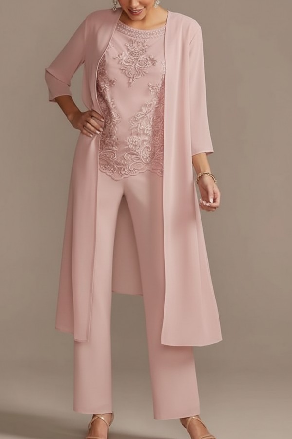 Designer Brautmutter Hoesenanzug | Brautmutterkleider Chiffon 3 Teilig