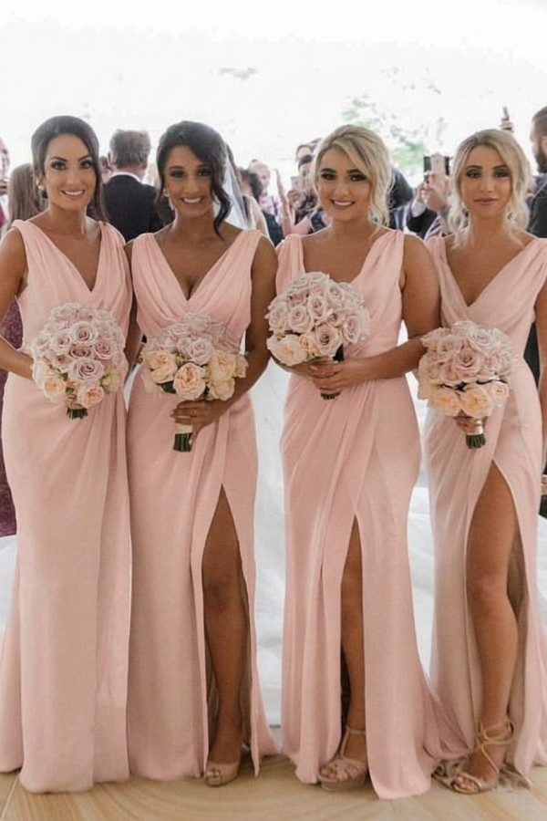 Elegante Brautjungfernkleider Lang Chiffon | Kleider für Brautjungfern