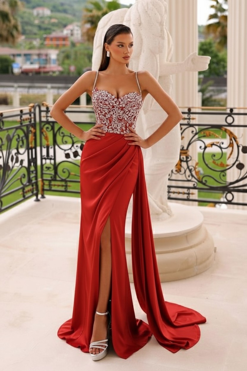 Dunsty Grün Abendkleider Lang Glitzer | Abiballkleider Günstig