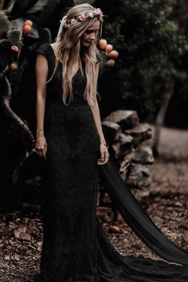 Elegante Boho Hochzeitskleider Mit Spitze Brautkleider Meerjungfrau Stil