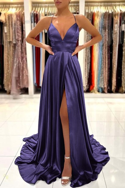 Schlichte Abendkleid Lang Günstig | Blaues Abiballkleid Online