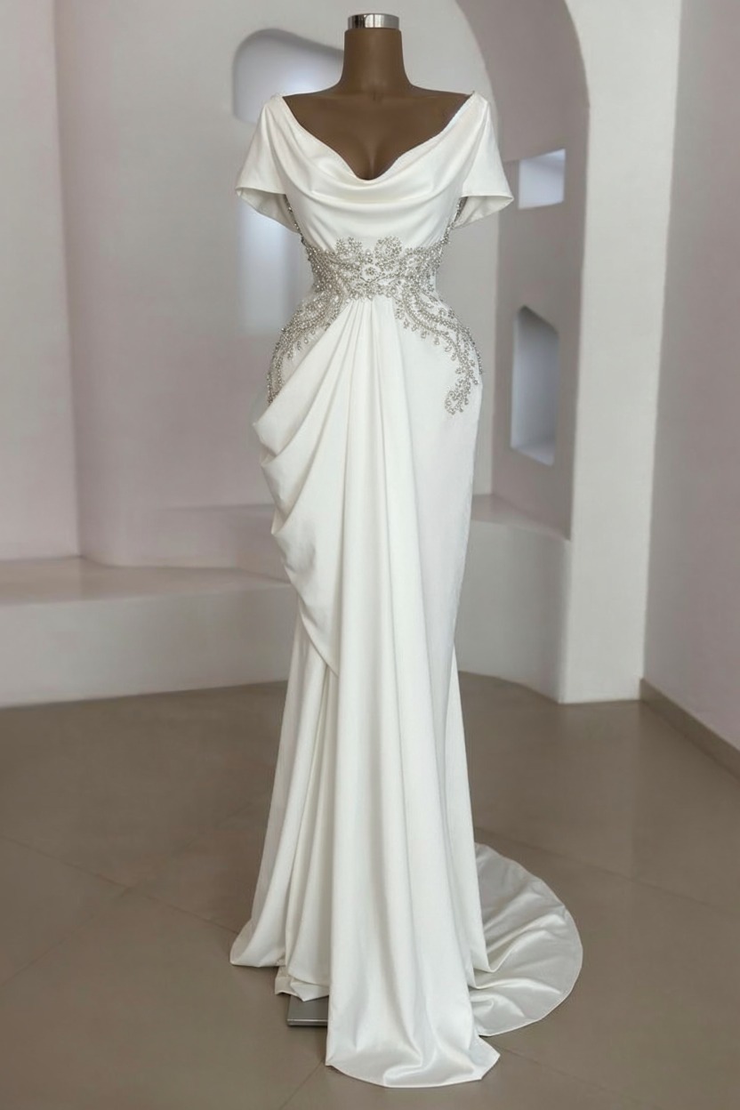 Schlichte Abendkleider Lang Silber | Gunstige Abiballkleider Mit Glitzer | Babyonlinedress.de