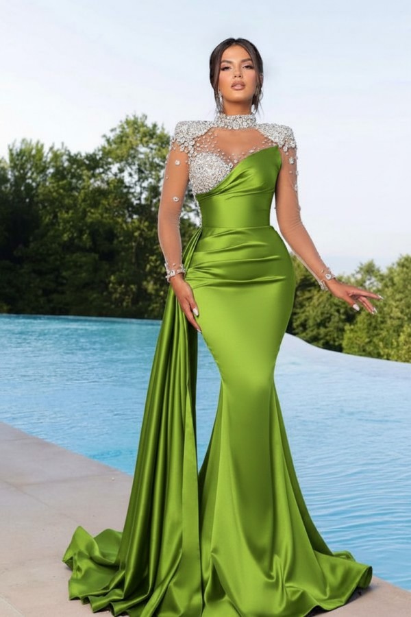 Elegante Abendkleider Lang Weinrot | Abiballkleider mit Ärmel
