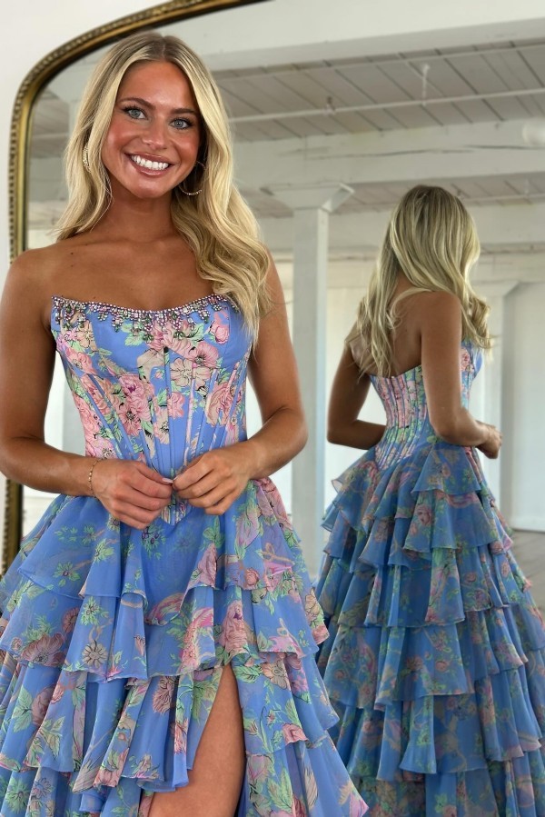 Rosa Abendkleider Lang Schlicht Ballkleider mit Blumen