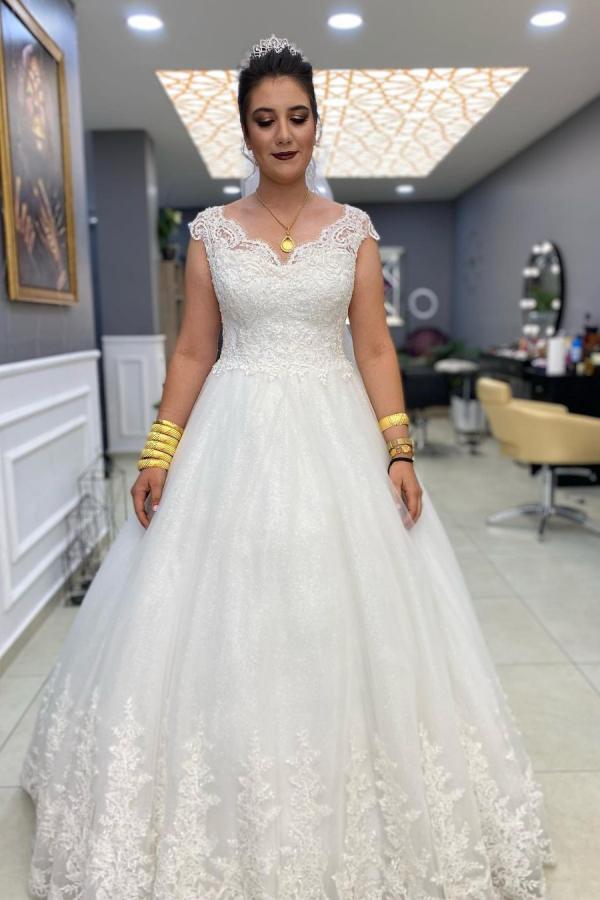 Schlichte Hochzeitskleider A Linie | Brautkleider mit Spitze