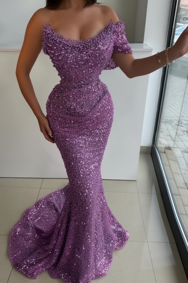 Designer Abendkleider Lang Rosa Abiballkleider Abendmoden Glitzer