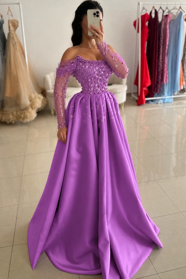 Festliche Kleider Abendkleider Lilac | Abiballkleider mit Glitzer
