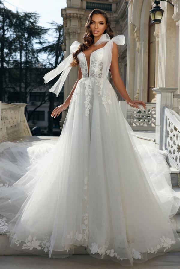 Designer Brautkleider A Linie Spitze | Chic Hochzeitskleider Günstig