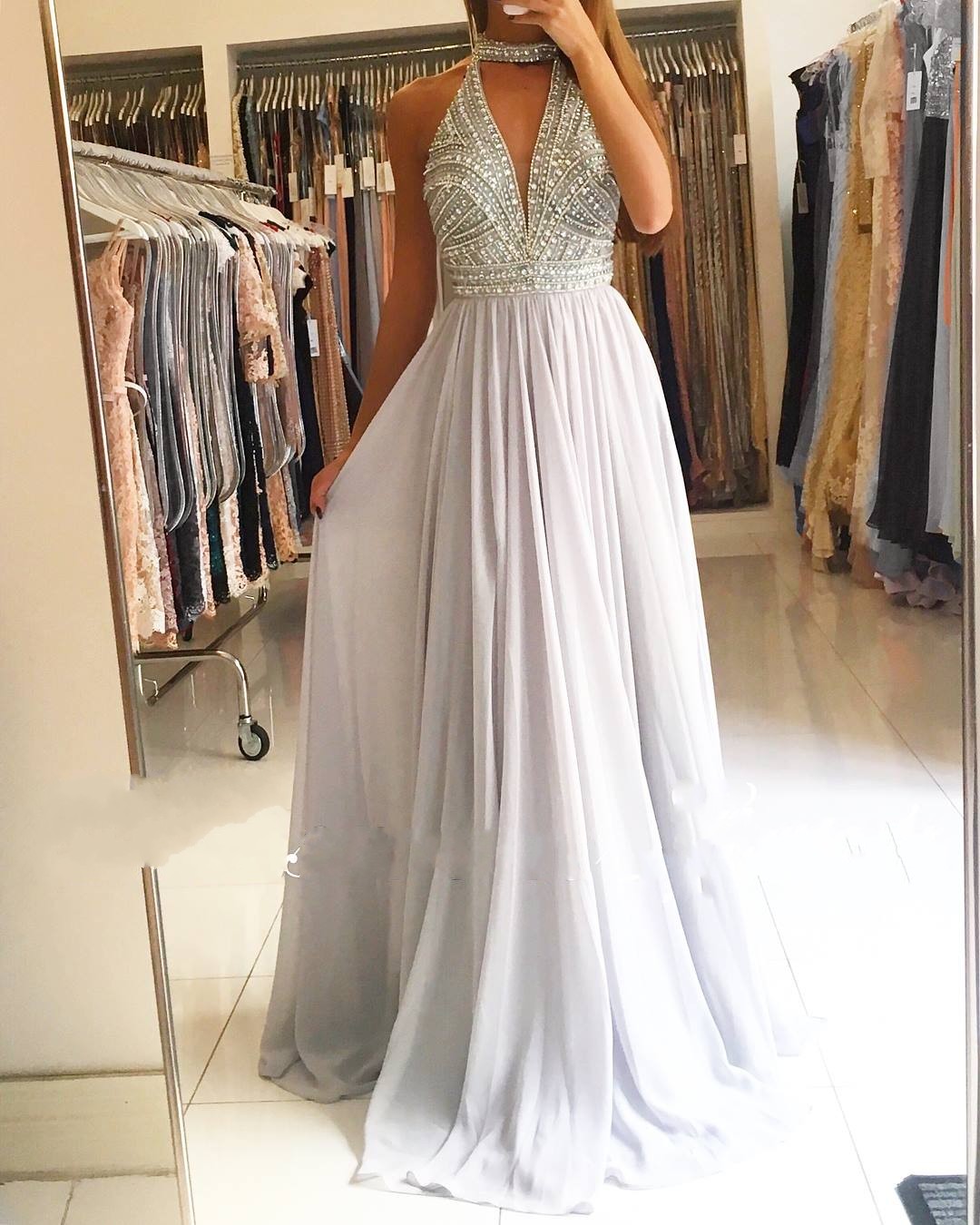 Elegante Abendkleider Lang Chiffon Abiballkleider Abendmoden Günstig Online