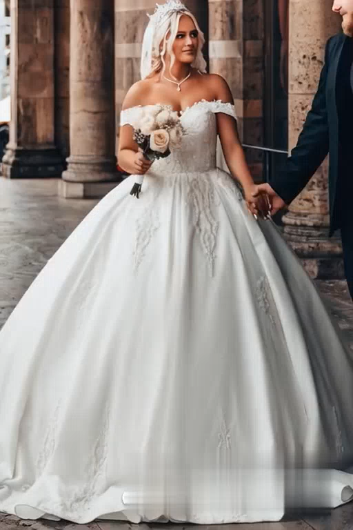 Wunderschöne Hochzeitskleider Satin | Brautkleider Prinzessin Spitze