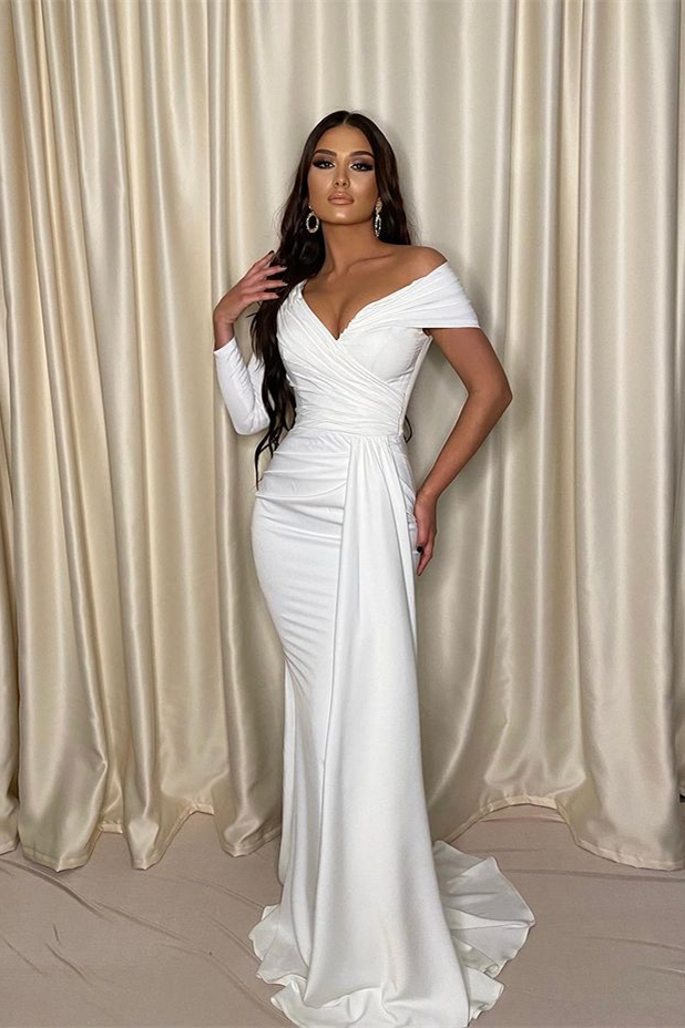 Designer Abendkleid Lang Weiß | Schlichte Abiballkleider Günstig