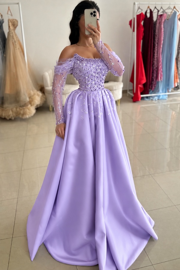 Festliche Kleider Abendkleider Lilac | Abiballkleider mit Glitzer