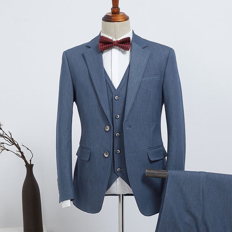 Brandon Affordable Blue 3 Pieces Slim Fit Custom Business Suit-babyonlinedressde